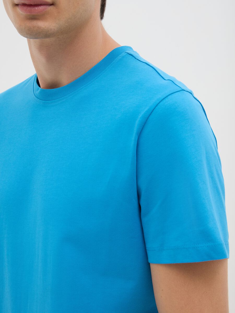 Men's Sky Blue Pure Cotton T-shirt in Regular Fit_2