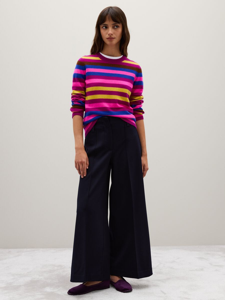 Maglione a righe multicolor in pura lana_1