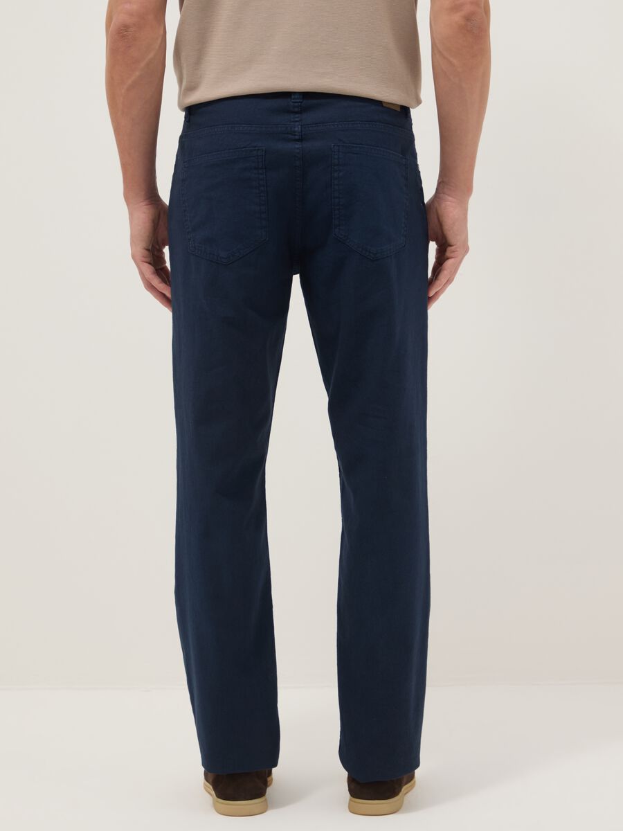 Casual blue linen-cotton blend trousers, regular fit_3