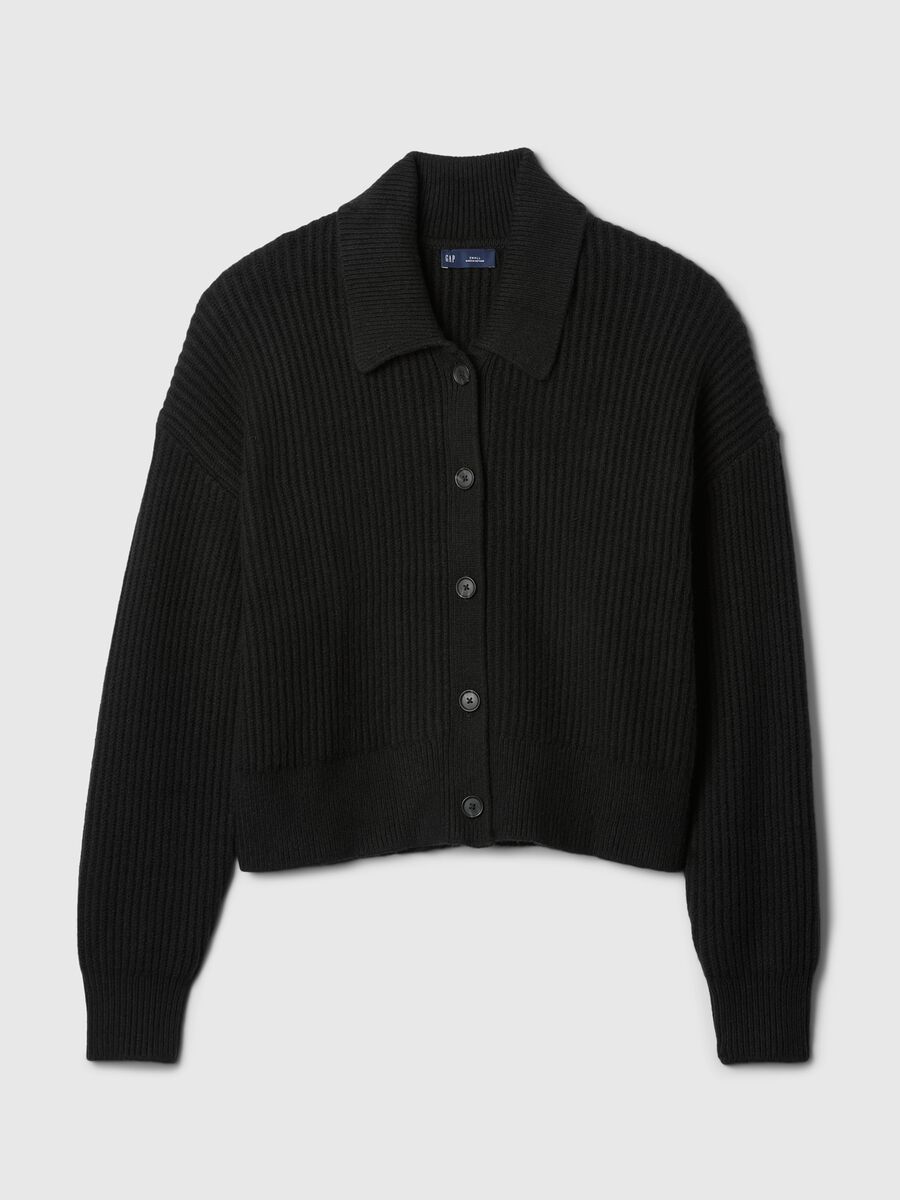 Oversized ribbed cardigan with collar_4
