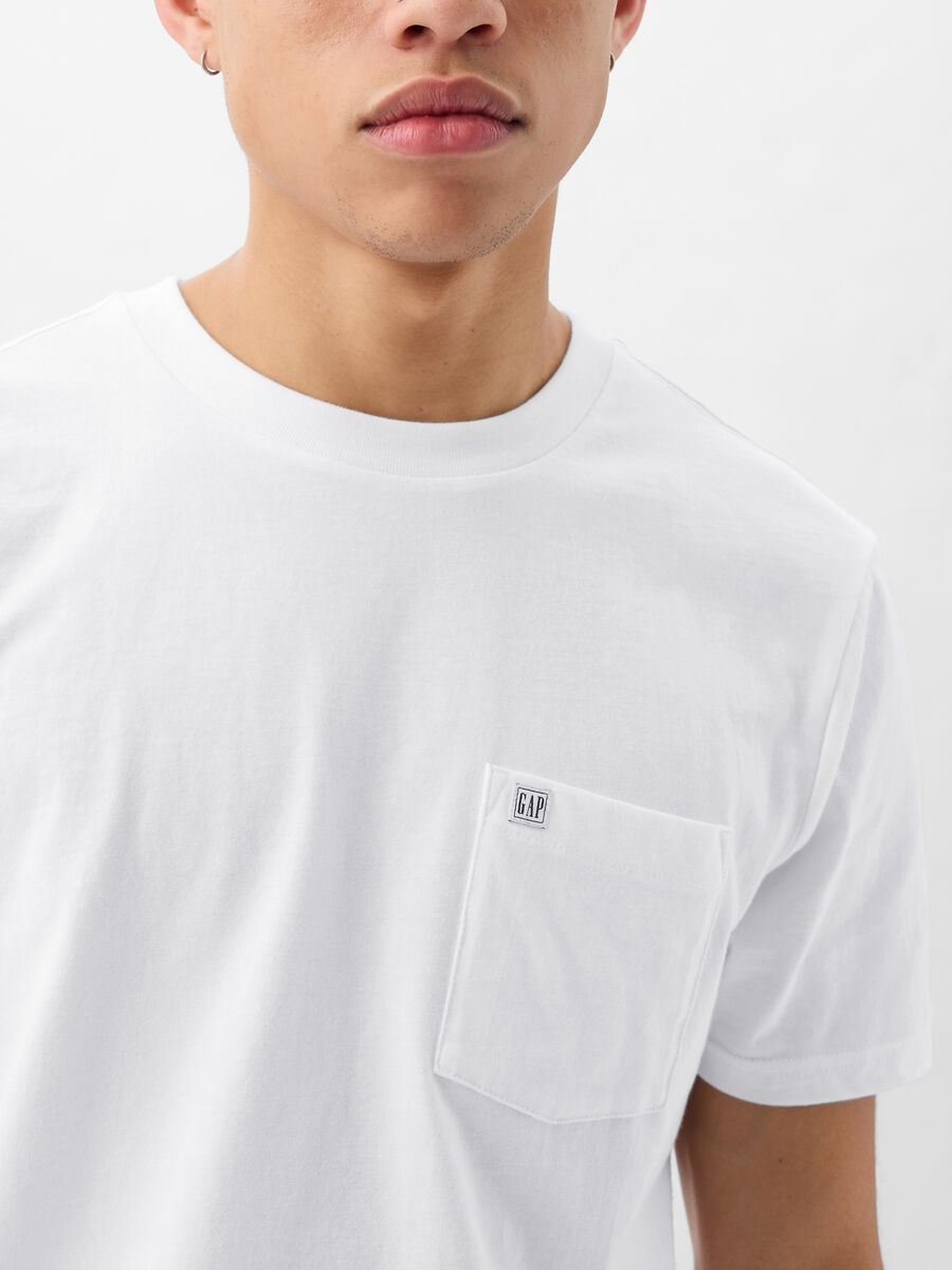 Cotton T-shirt with pocket and logo patch_2