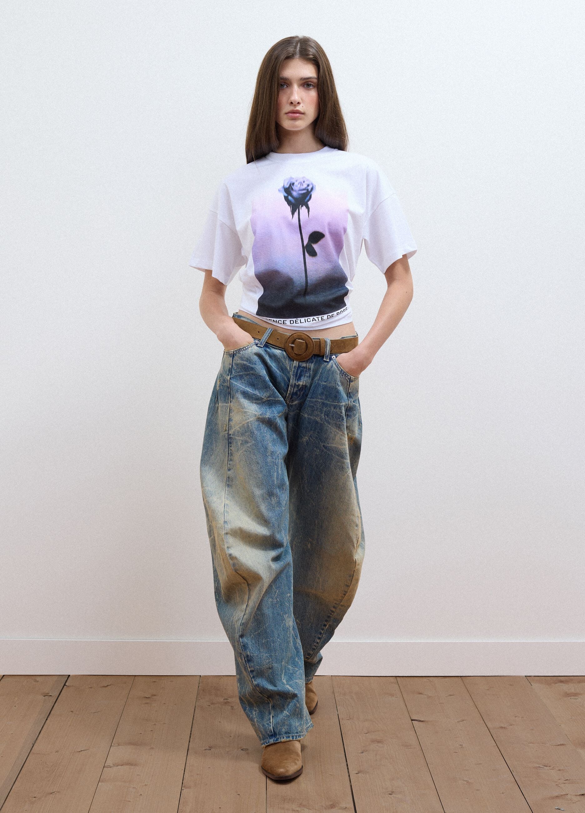 Light blue pure cotton loose-fit jeans