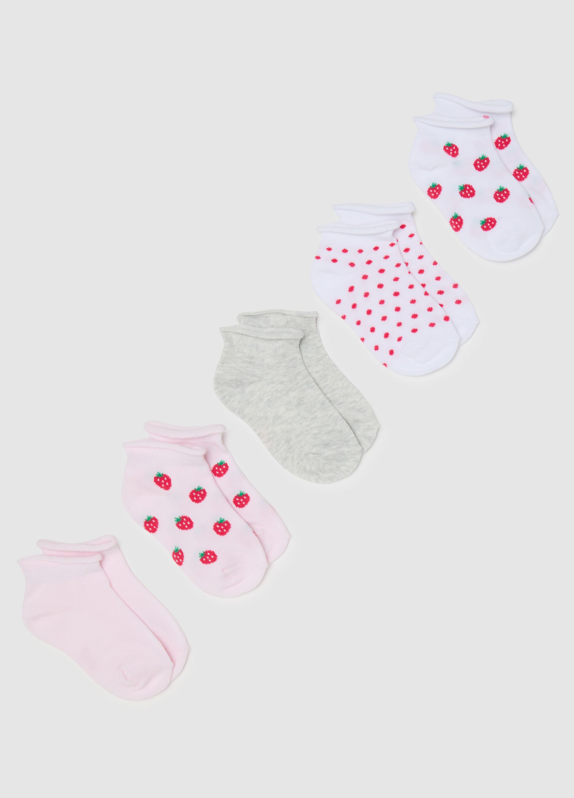 Calzini corti da bambina in misto cotone multicolor elasticizzati