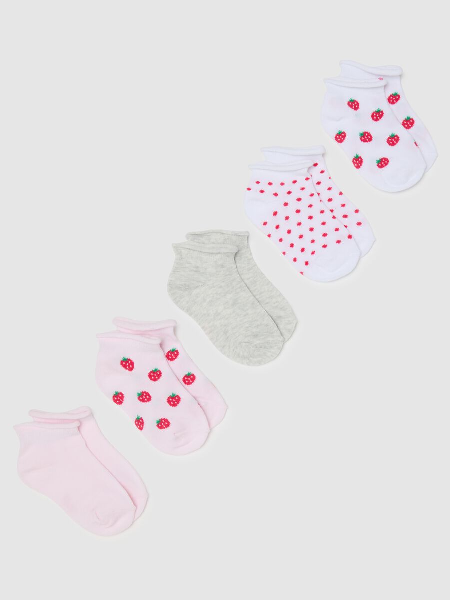 Girls' short socks in multicolour cotton blend with elastic_0