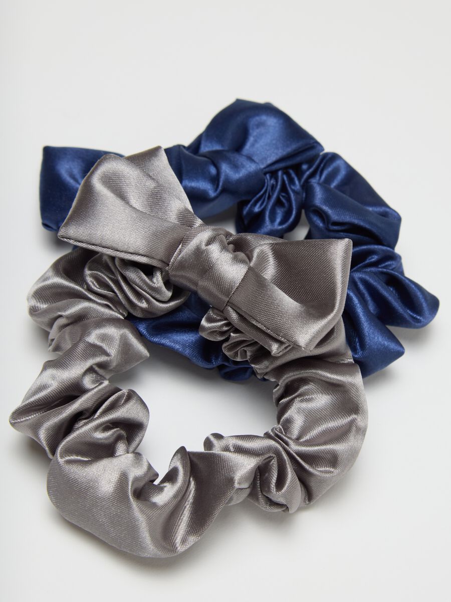 Scrunchies da donna in raso multicolor con fiocco_1