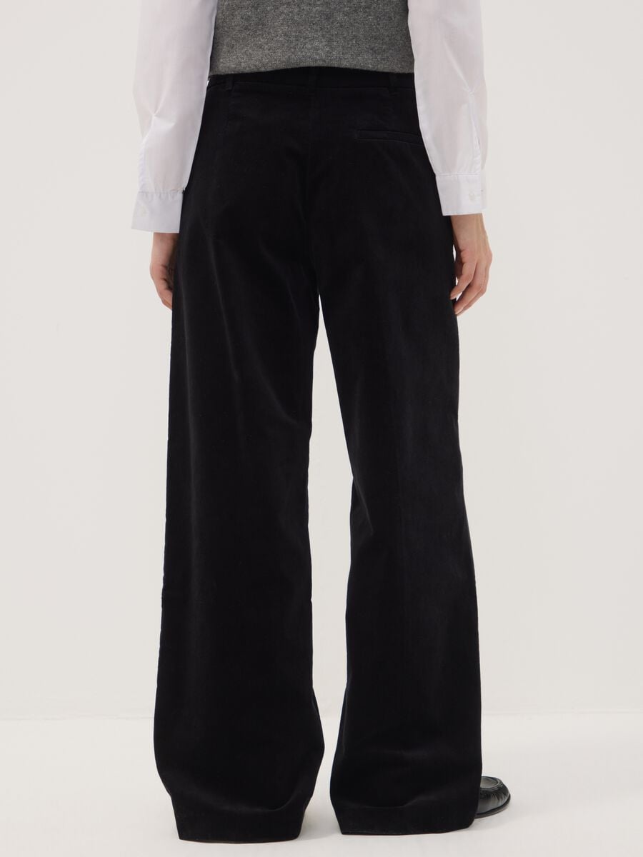 Black The Iconic Pants straight-leg ribbed stretch cotton trousers_3