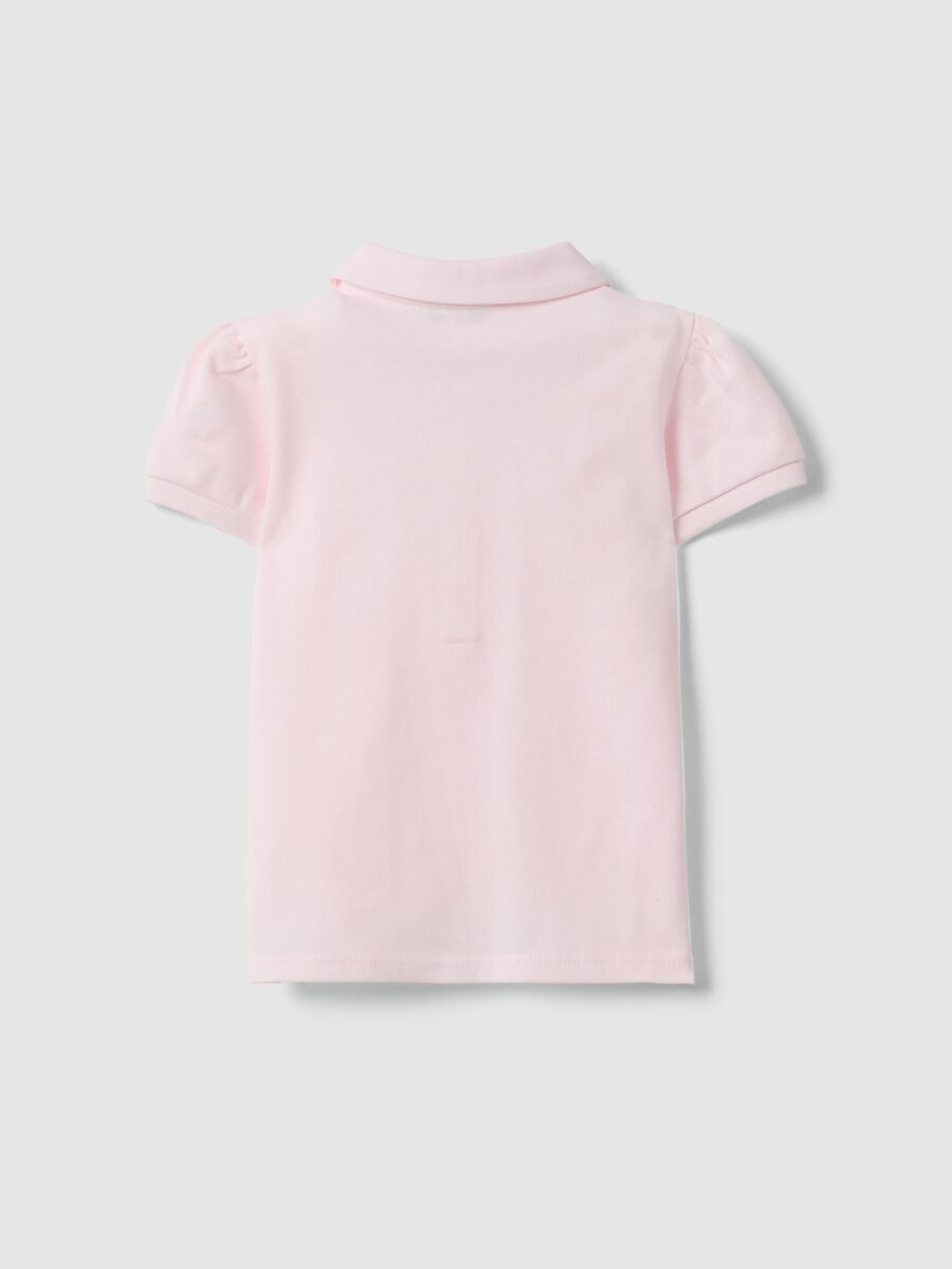 Girls' Pink Cotton Polo Shirt, Regular Fit with Frill Detail_1