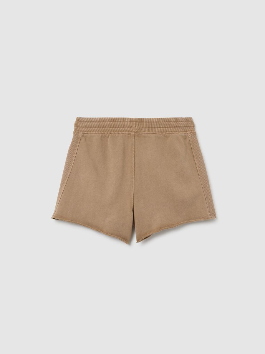 Girls' brown regular fit pure cotton shorts_1