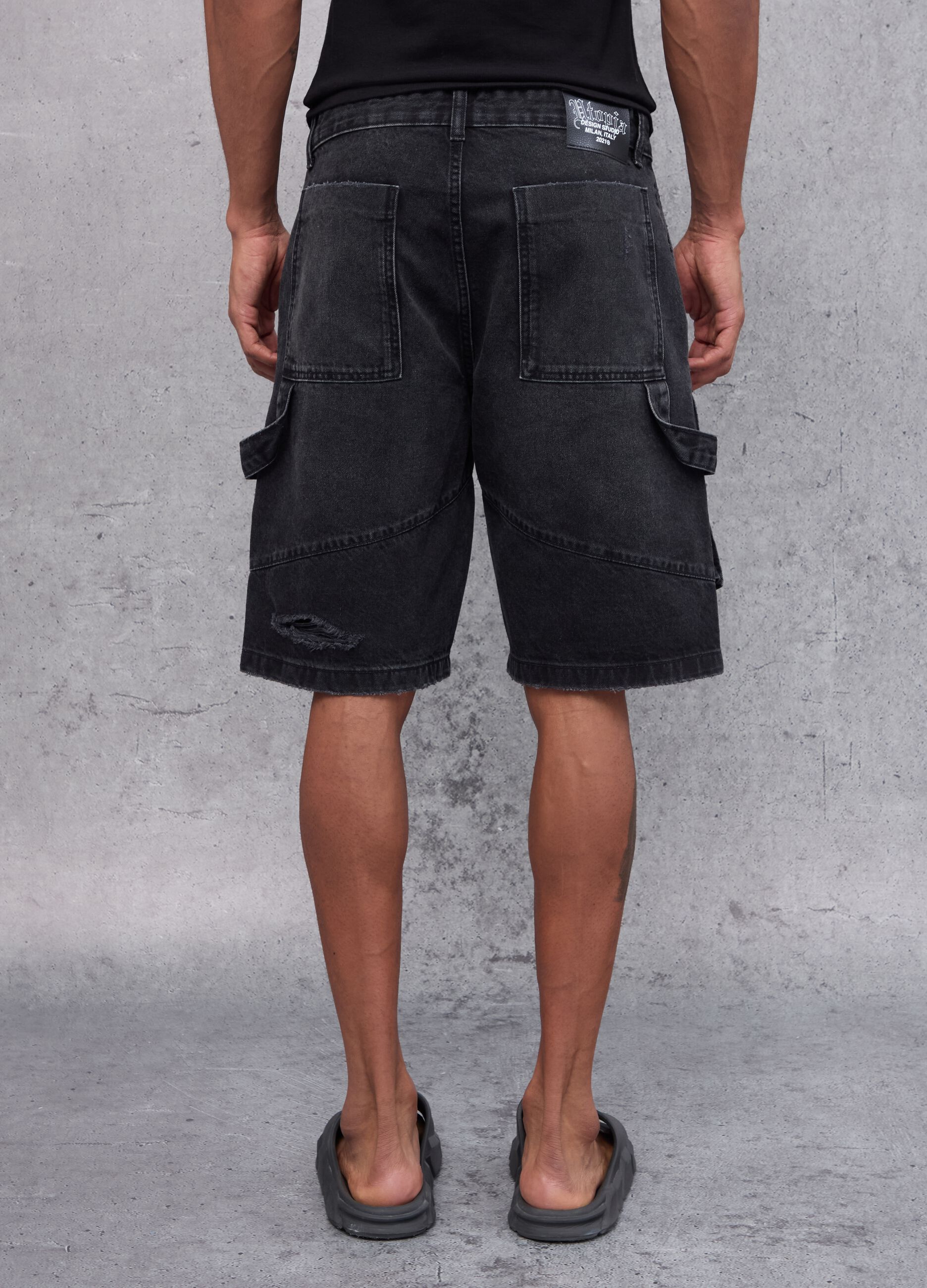 Denim Cargo Shorts Black