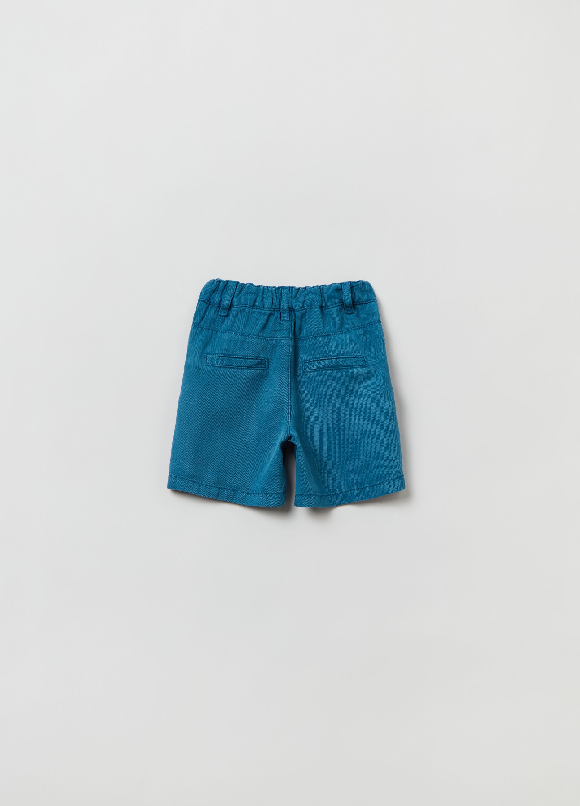 Shorts in Lyocell e lino con tasche _1