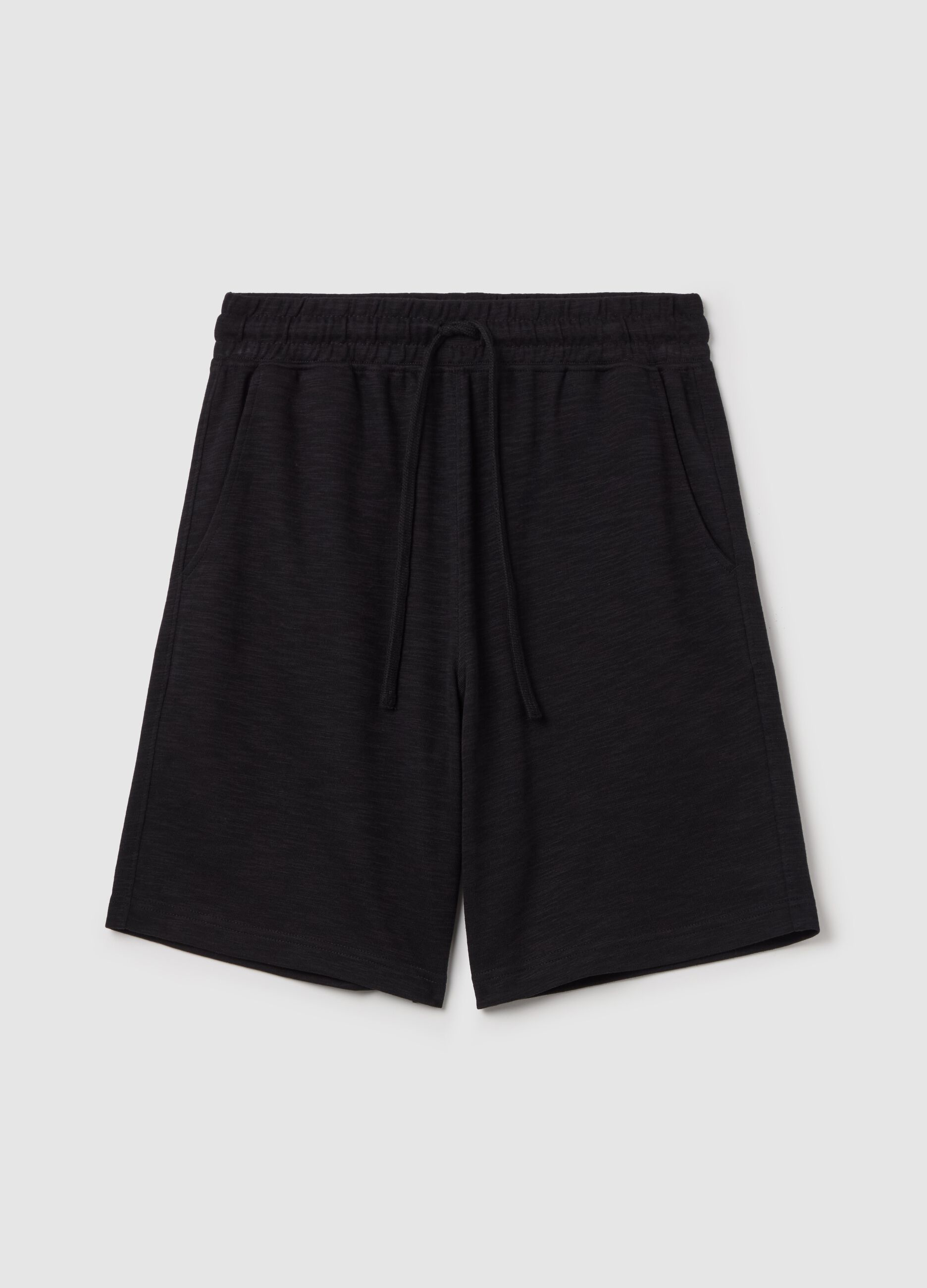 Shorts pigiama in jersey slub con coulisse