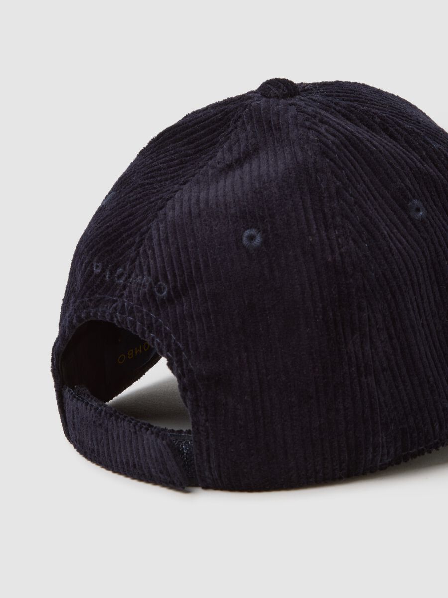 Cappello blu in puro cotone e velluto a coste_1