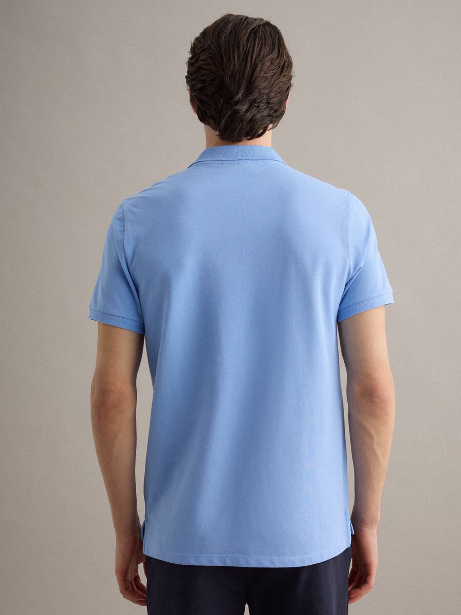 Polo a maniche corte in puro cotone azzurra regular fit_3
