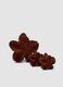 Brown Velvet-Effect Flower Hair Clip Set_1