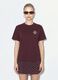 Brown relaxed-fit pure cotton T-shirt with embroidered slogan_1