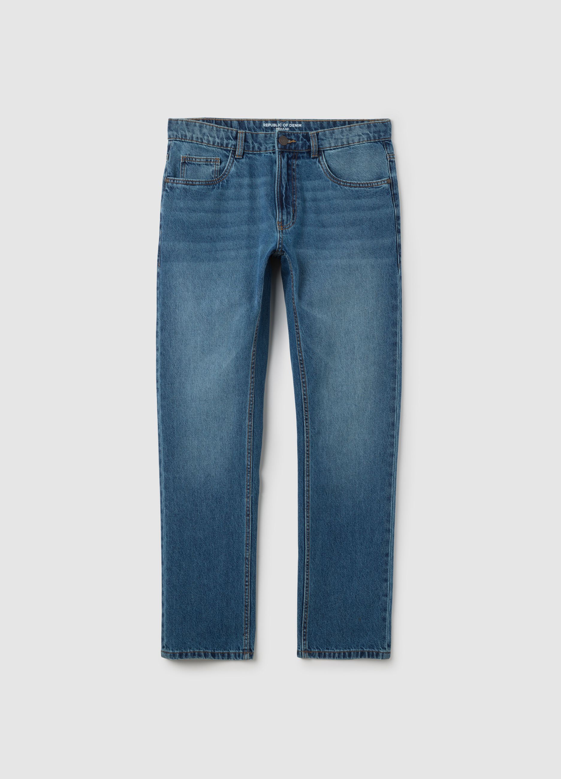 Men's Pure Cotton Blue Regular Fit Jeans