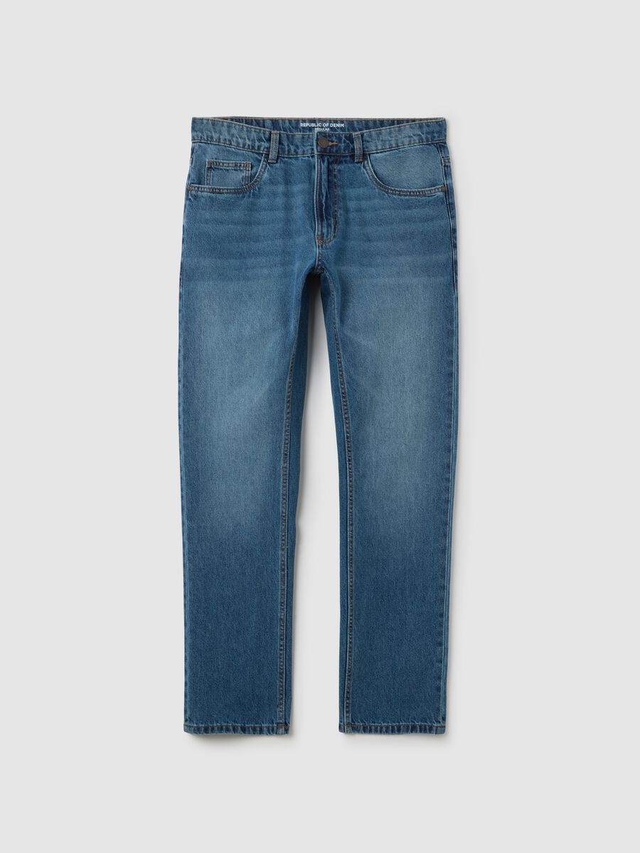 Men's Pure Cotton Blue Regular Fit Jeans_4