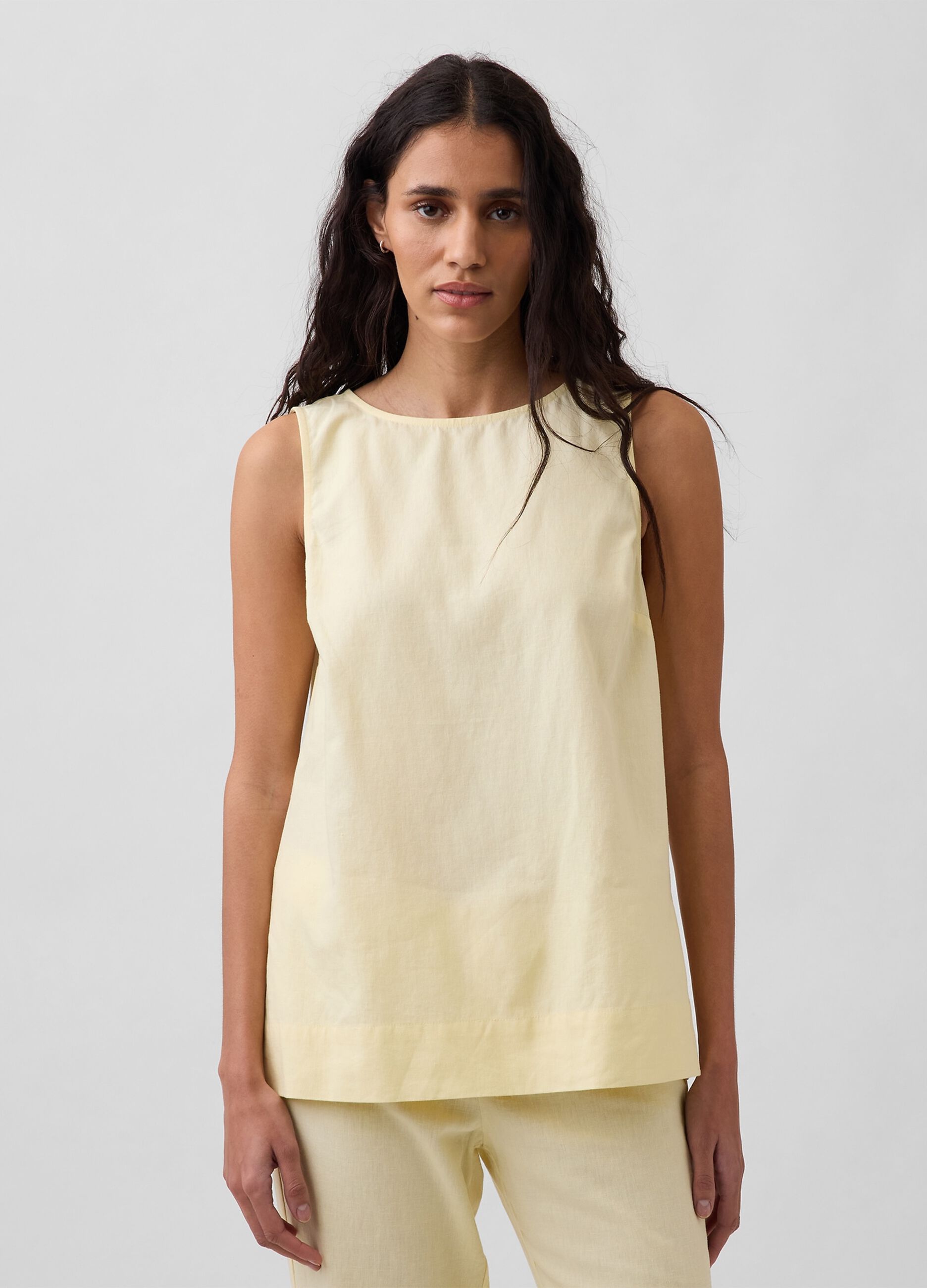 Linen-blend tank top