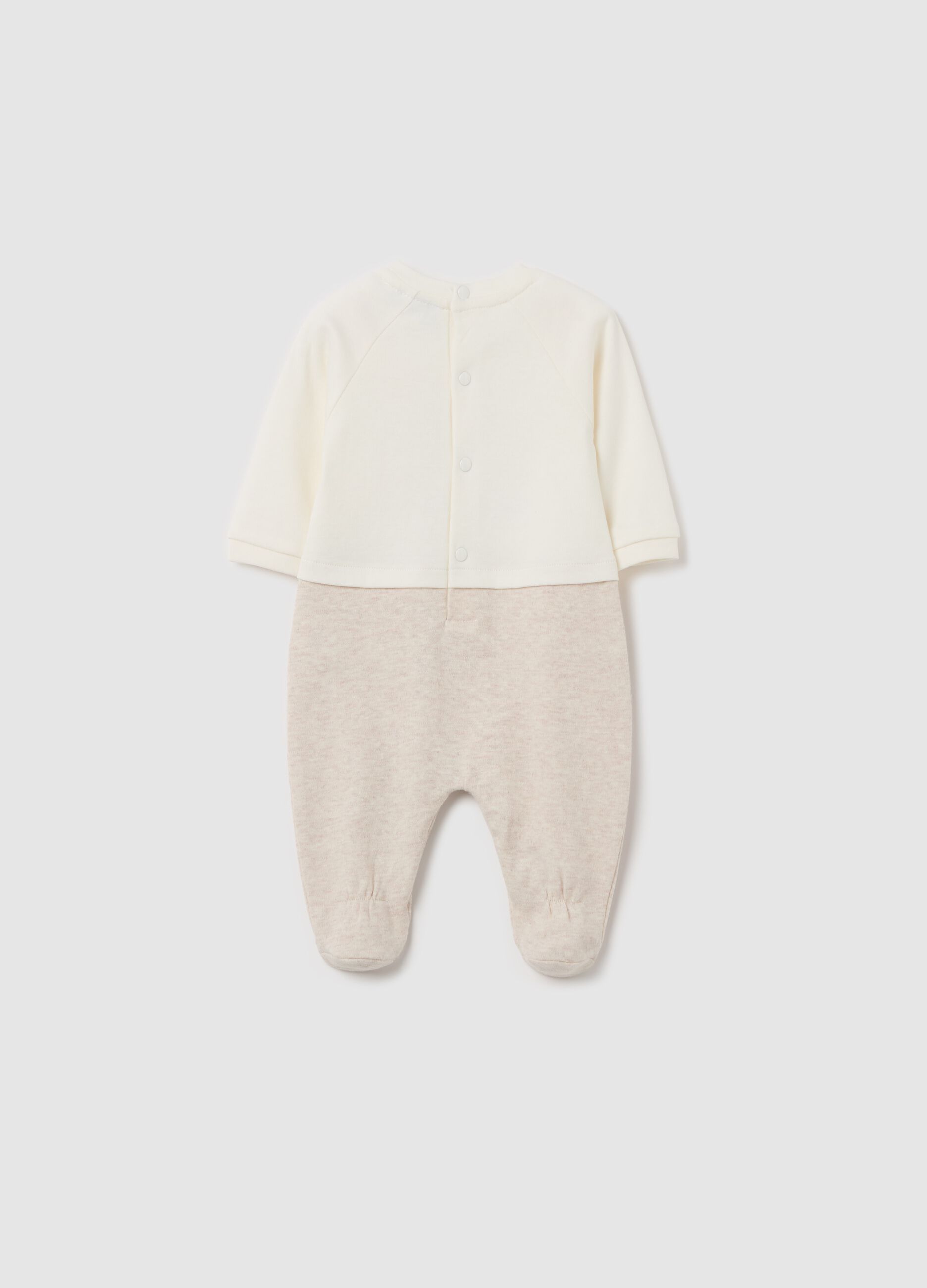 Cotton onesie with feet and farm animals print