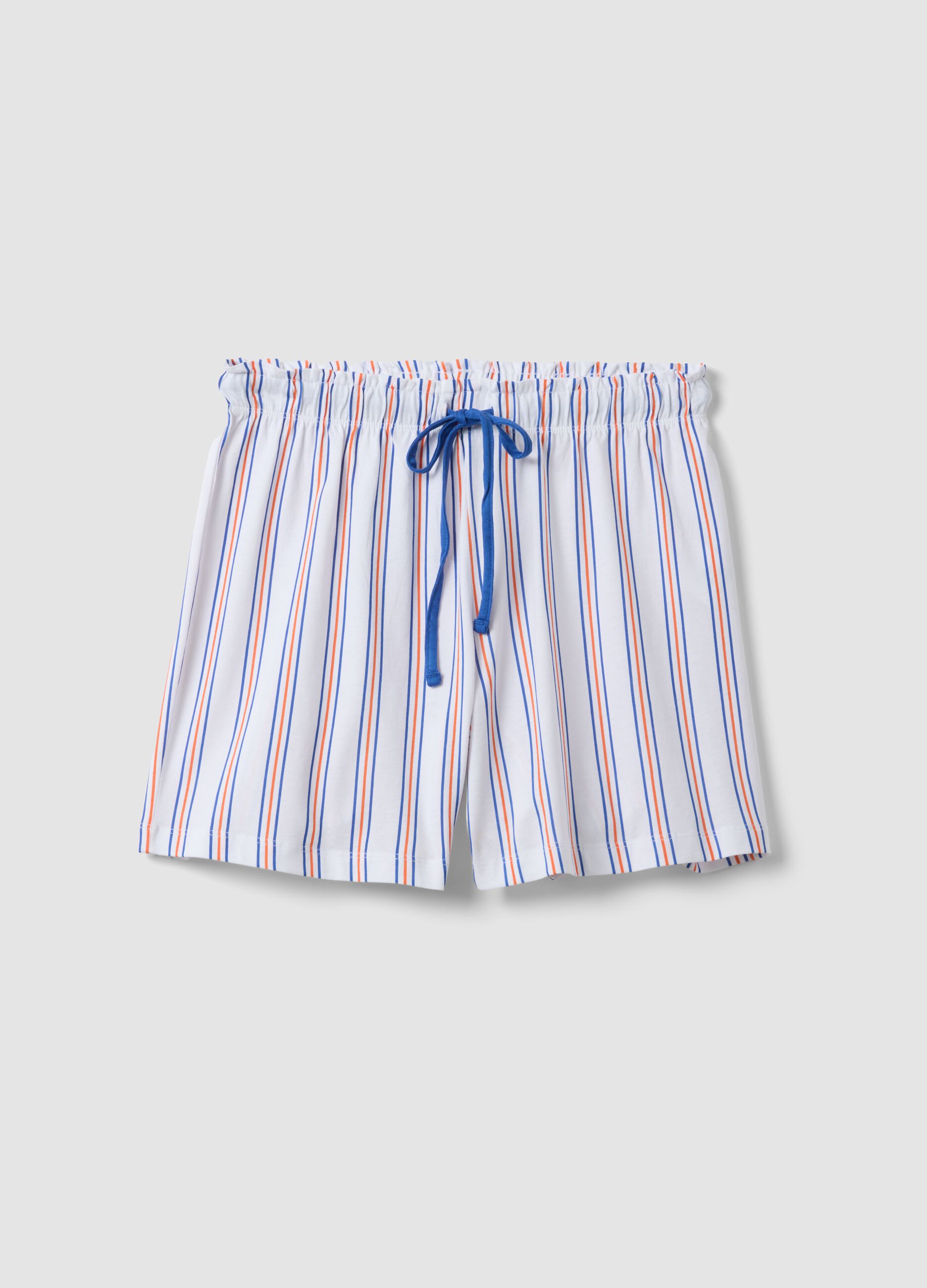 Pure cotton striped pyjama shorts, multicolour, regular fit