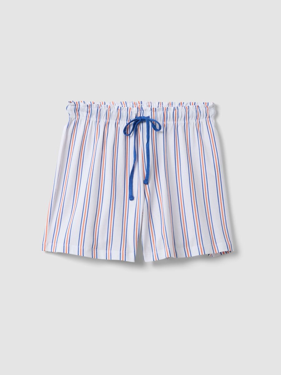 Pantaloncini pigiama in puro cotone a righe multicolor regular fit_4