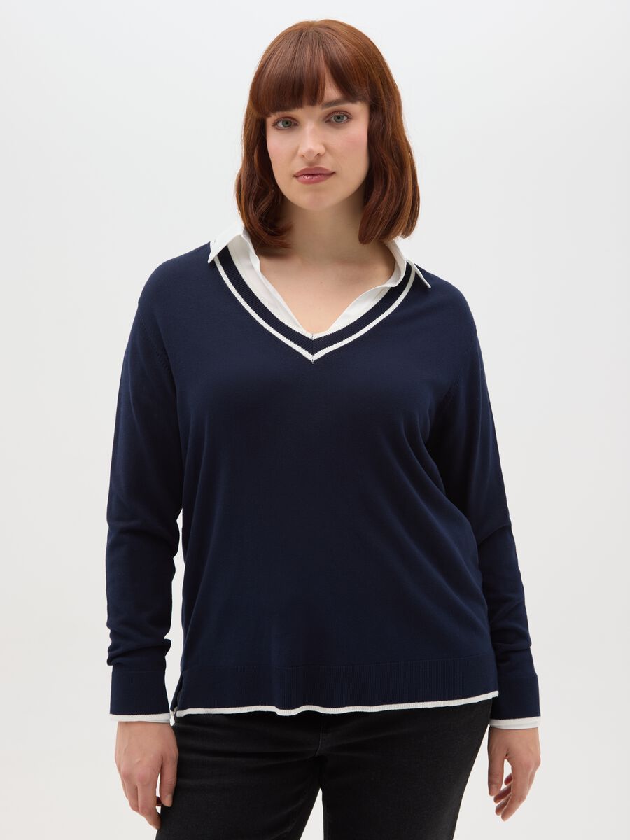 Regular fit blue pullover_0