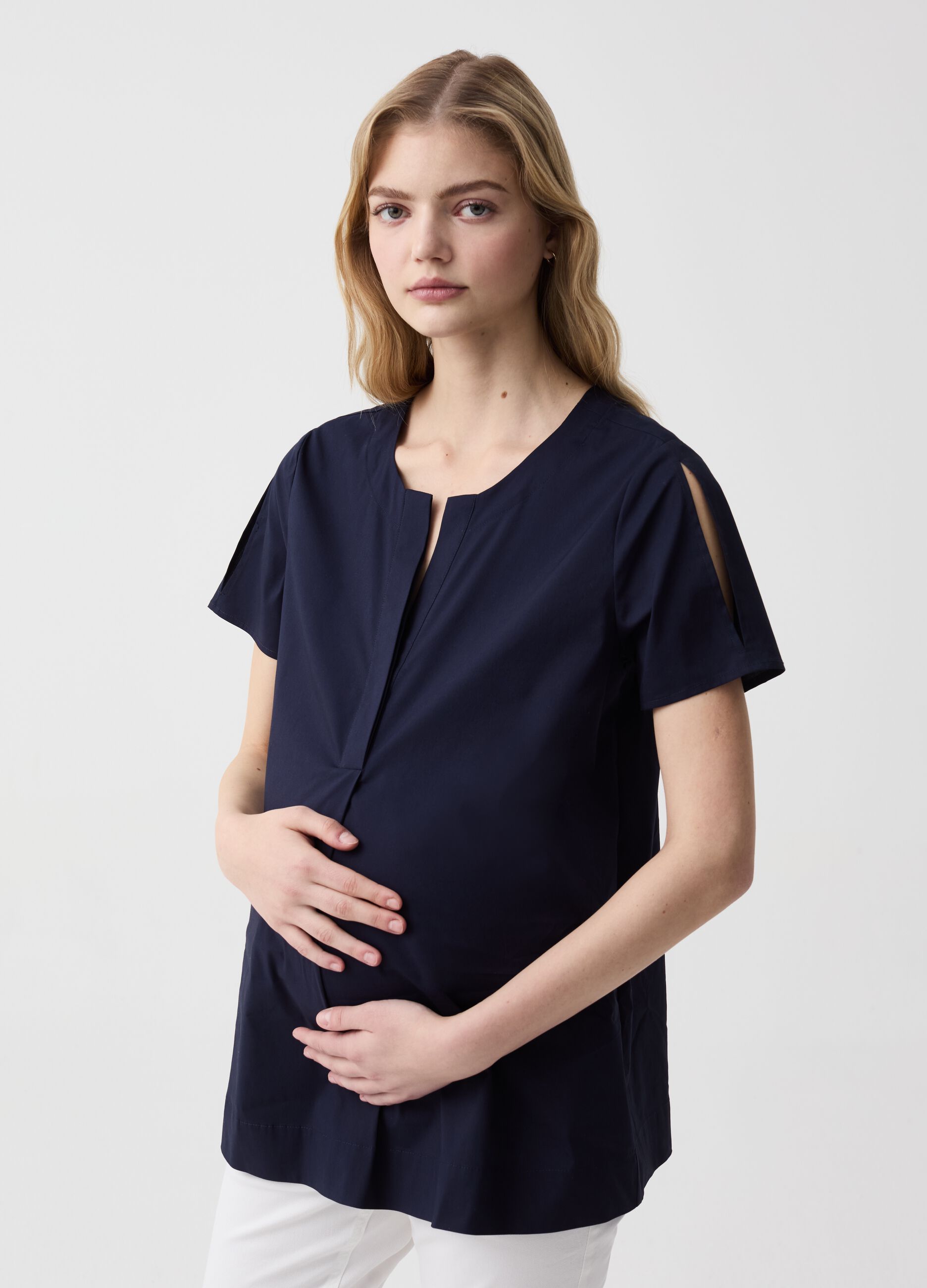 Blusa premaman in popeline stretch