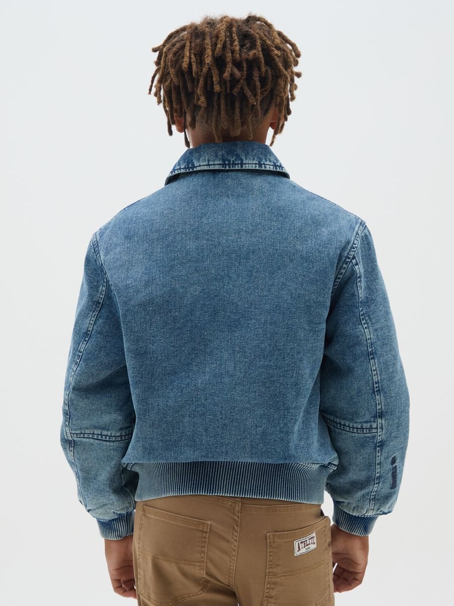 Boy's Denim Regular Fit Bomber Jacket_1