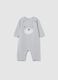 Grey newborn romper in pure cotton with buttons_0