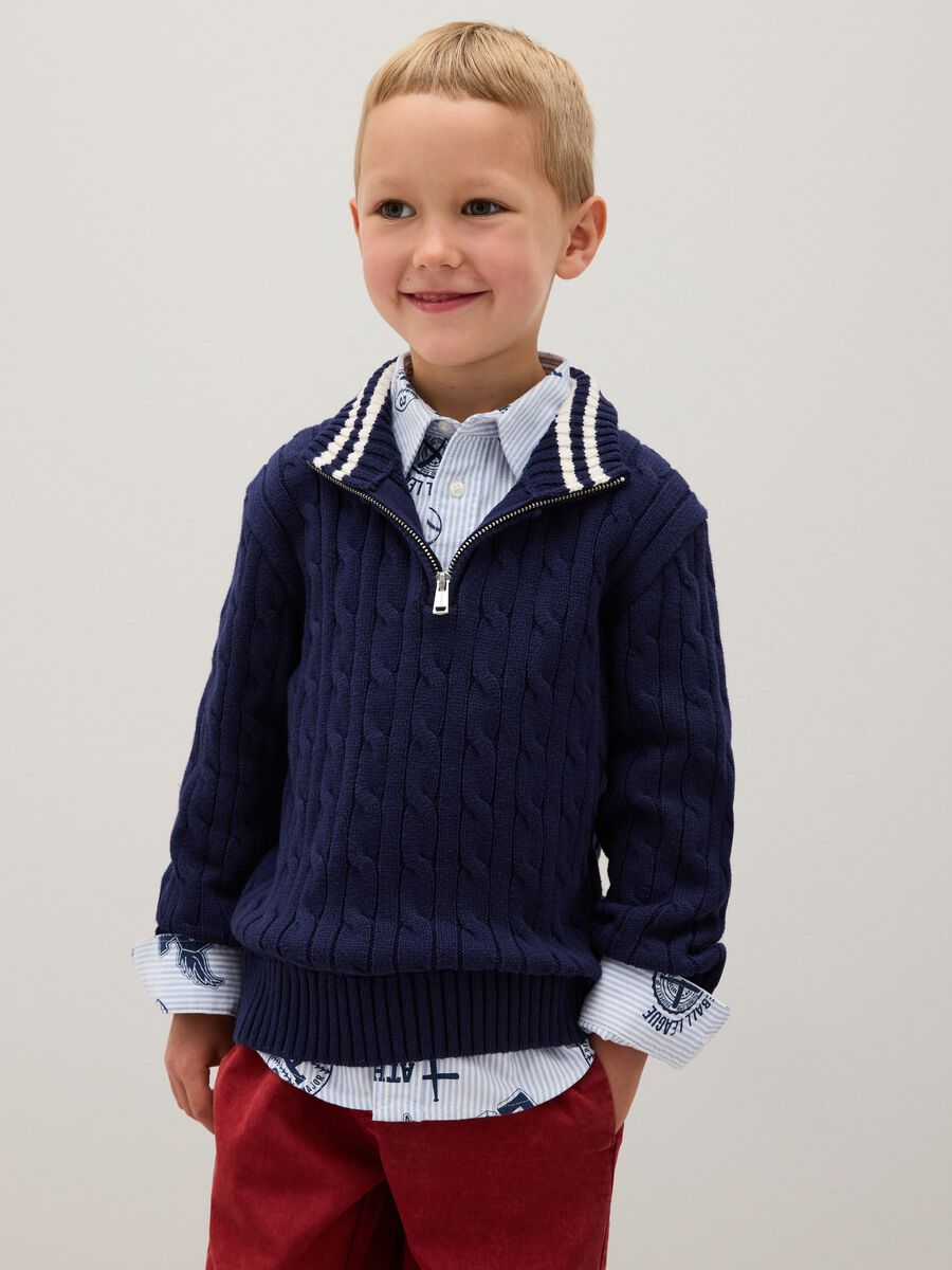 Children's oversized pure blue cotton sweater_0