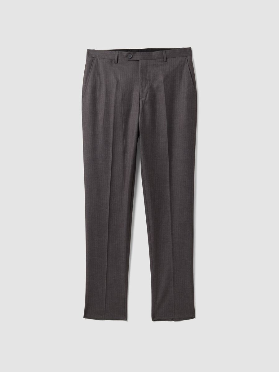 Abito completo grigio in viscosa elasticizzata con rever classico_3