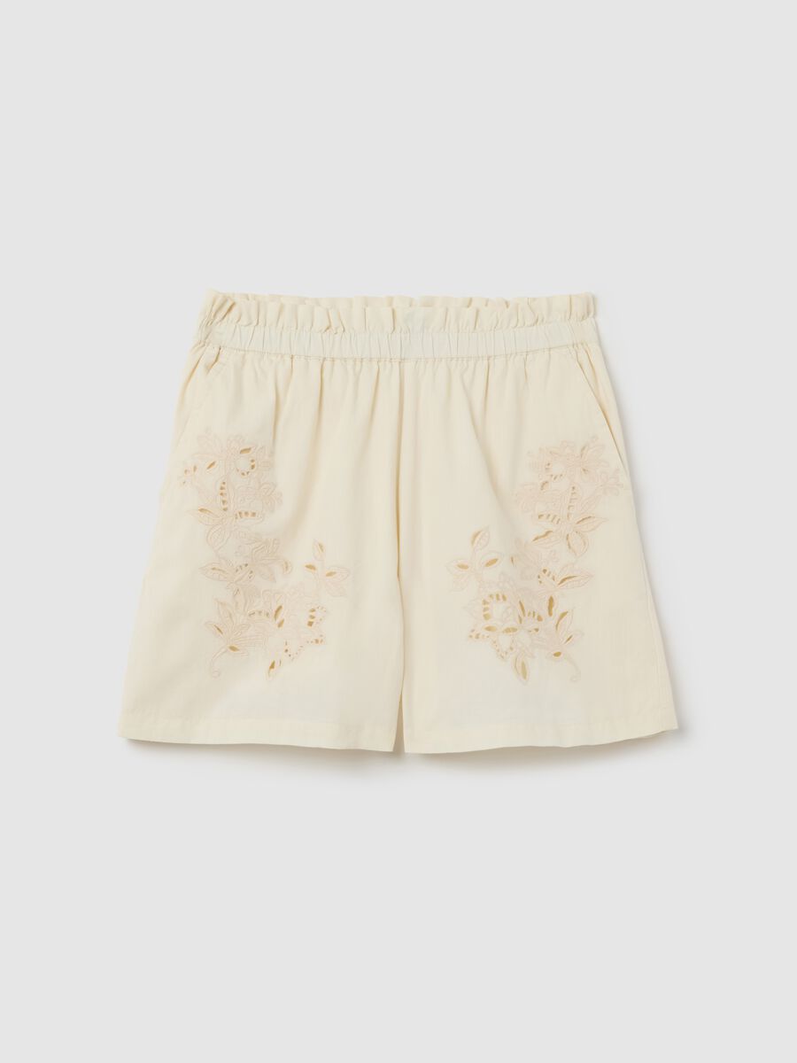 Bermuda shorts with floral embroidery in cotton_4