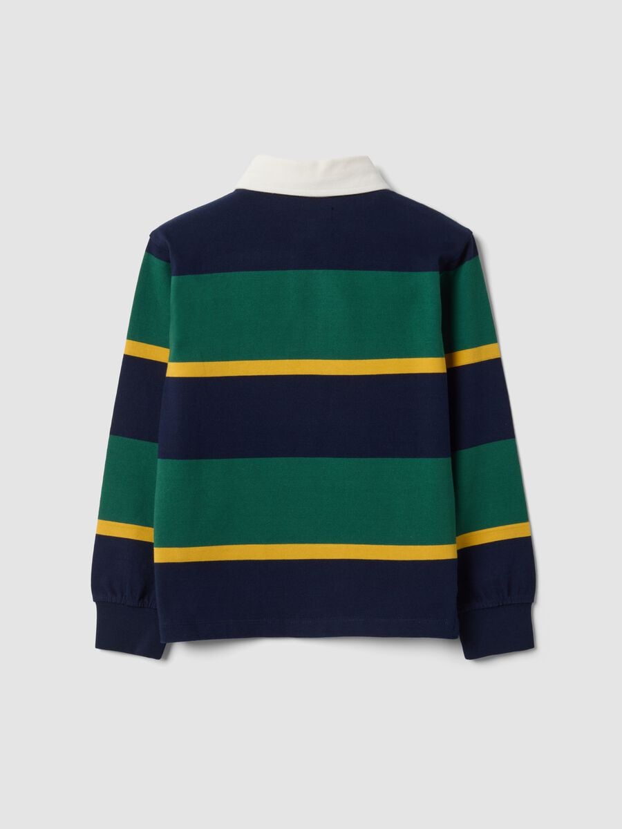 Polo rugby multicolor in puro cotone a righe con colletto classico per bambino_5