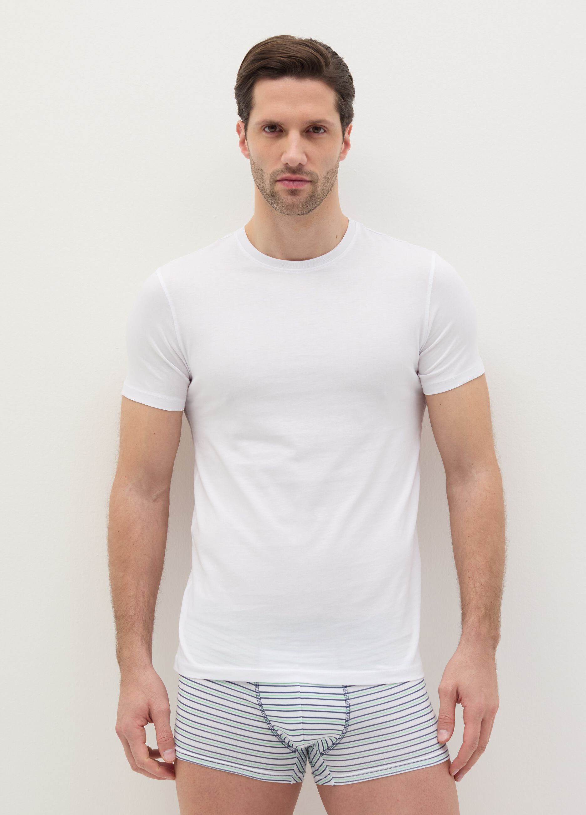 Two-pack undershirts with round neck