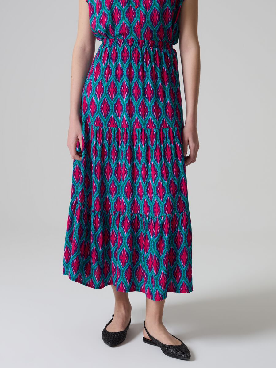 Long tiered skirt in viscose_1