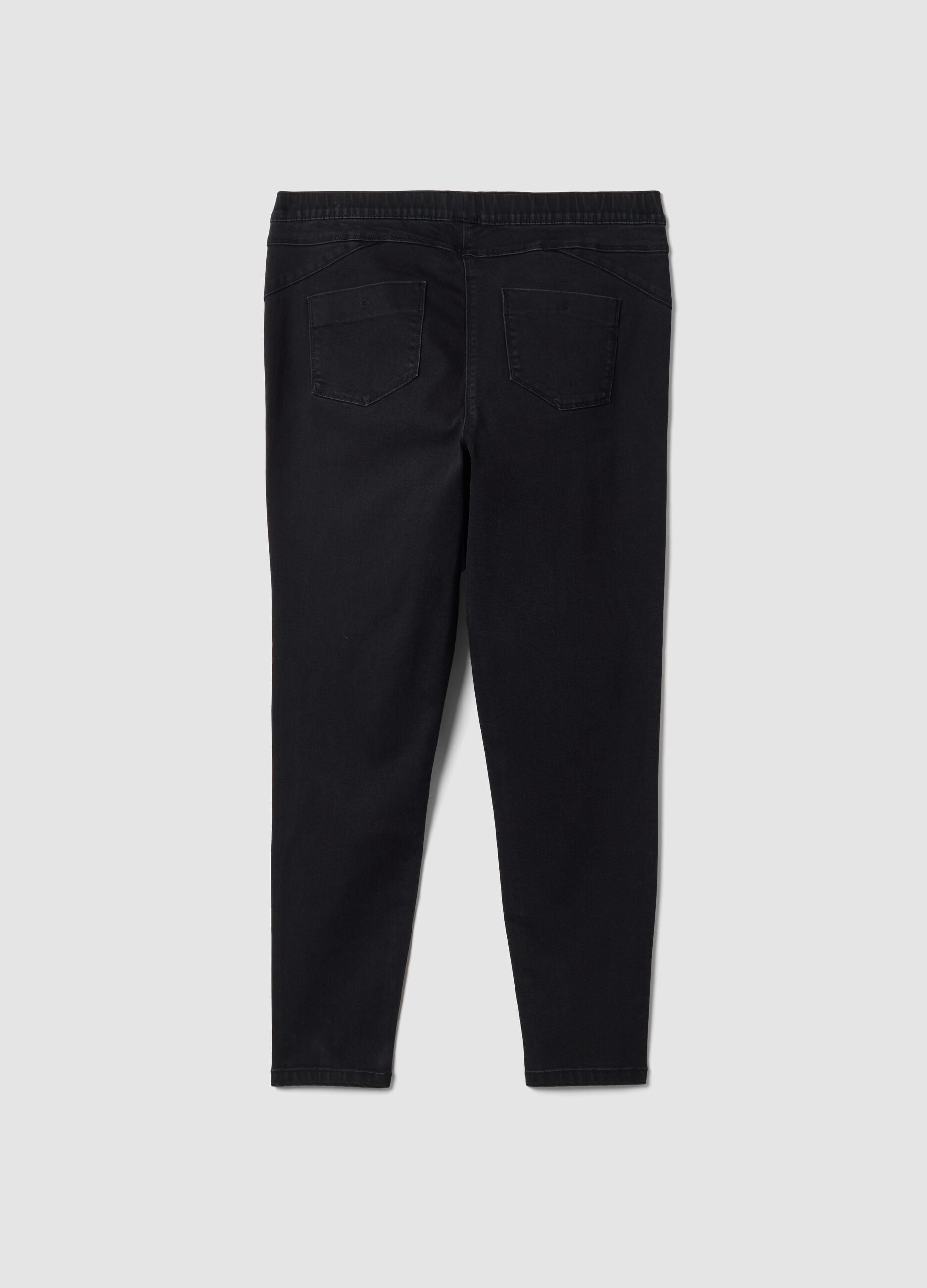 Jeggings neri skinny in cotone e viscosa elasticizzata