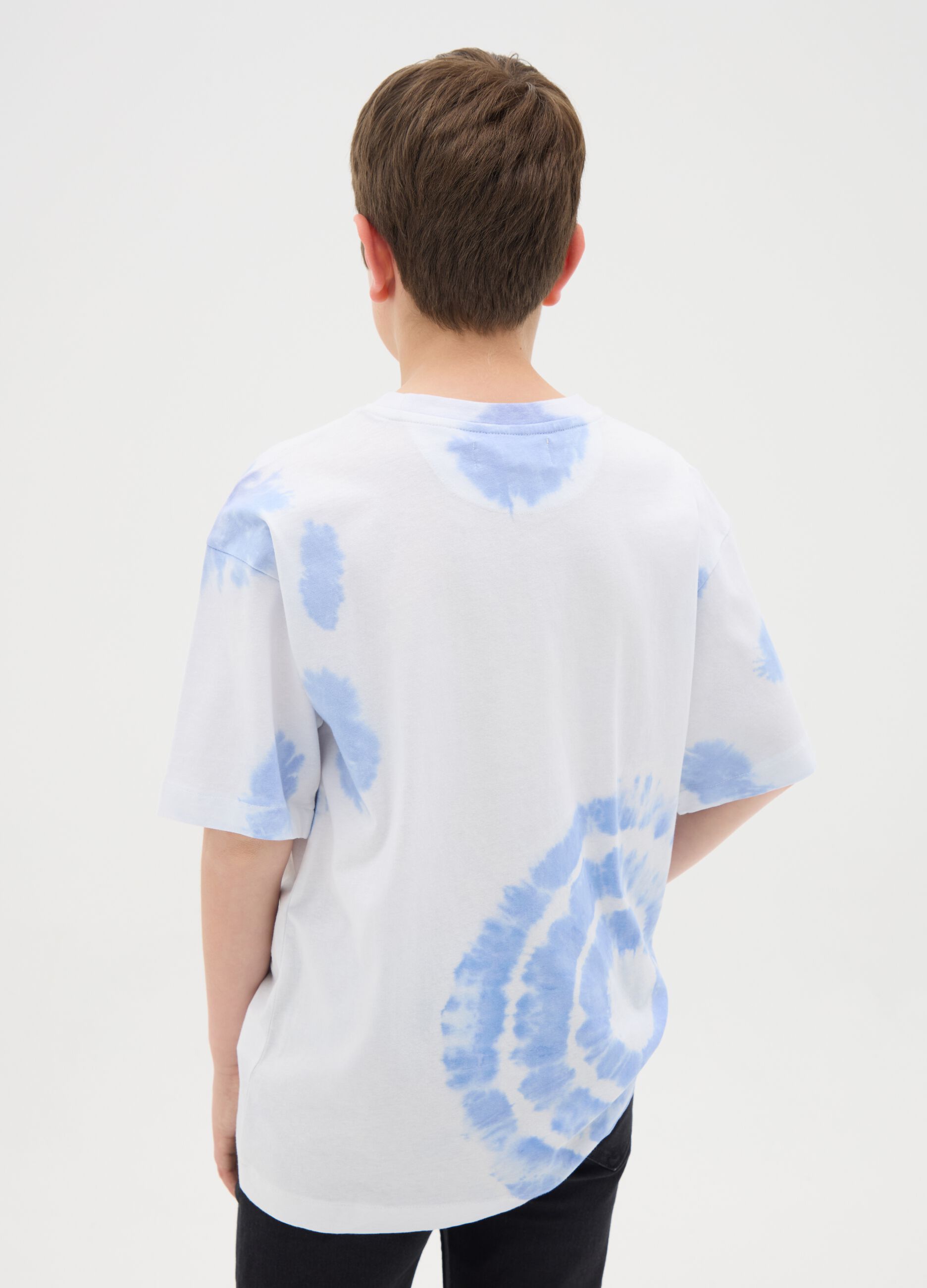 Tie-dye T-shirt in cotton with off-road vehicle print