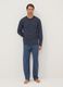 Navy blue striped pure organic cotton crew-neck pyjamas_0