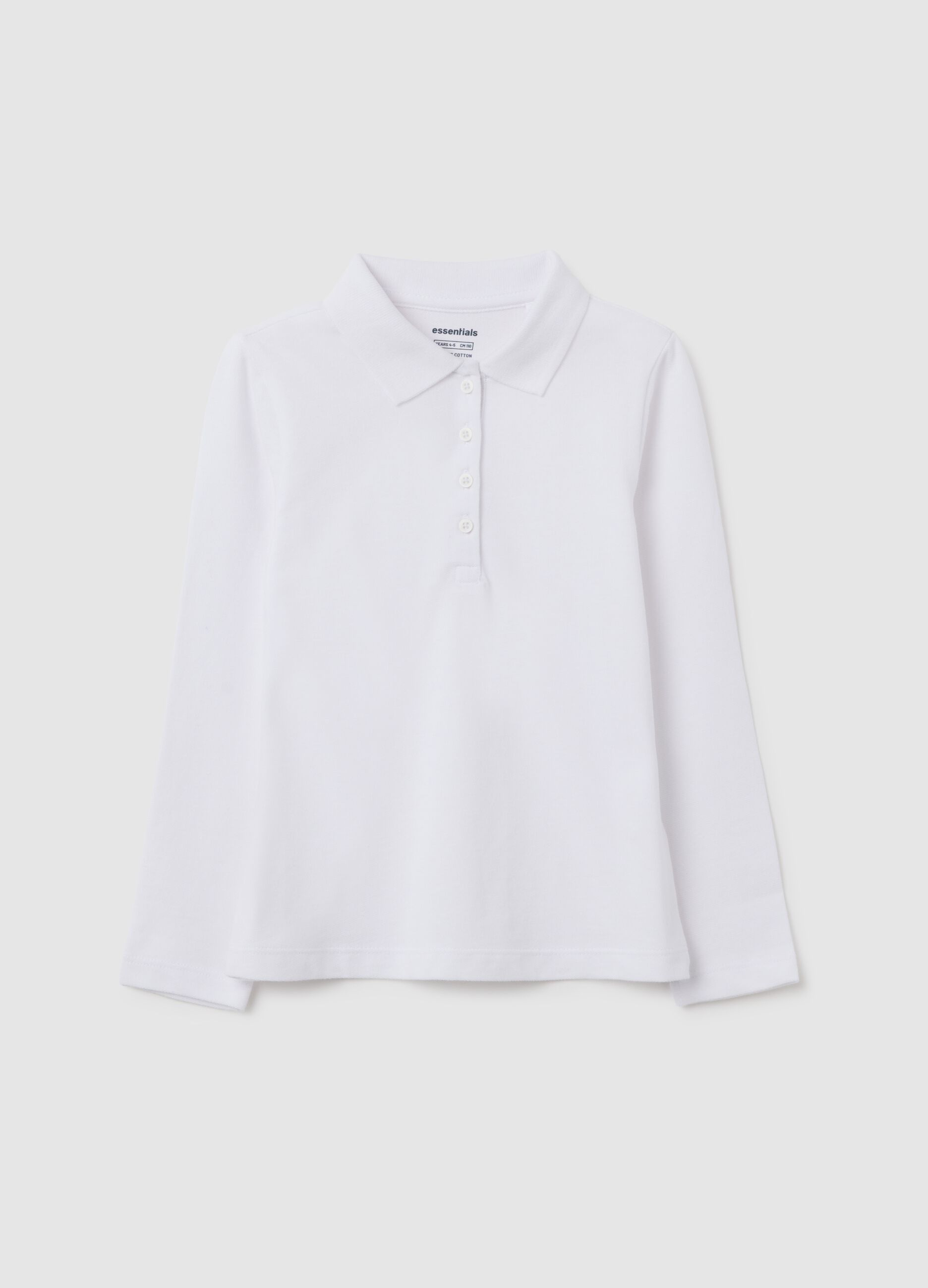 Girls' white pure cotton polo, regular fit