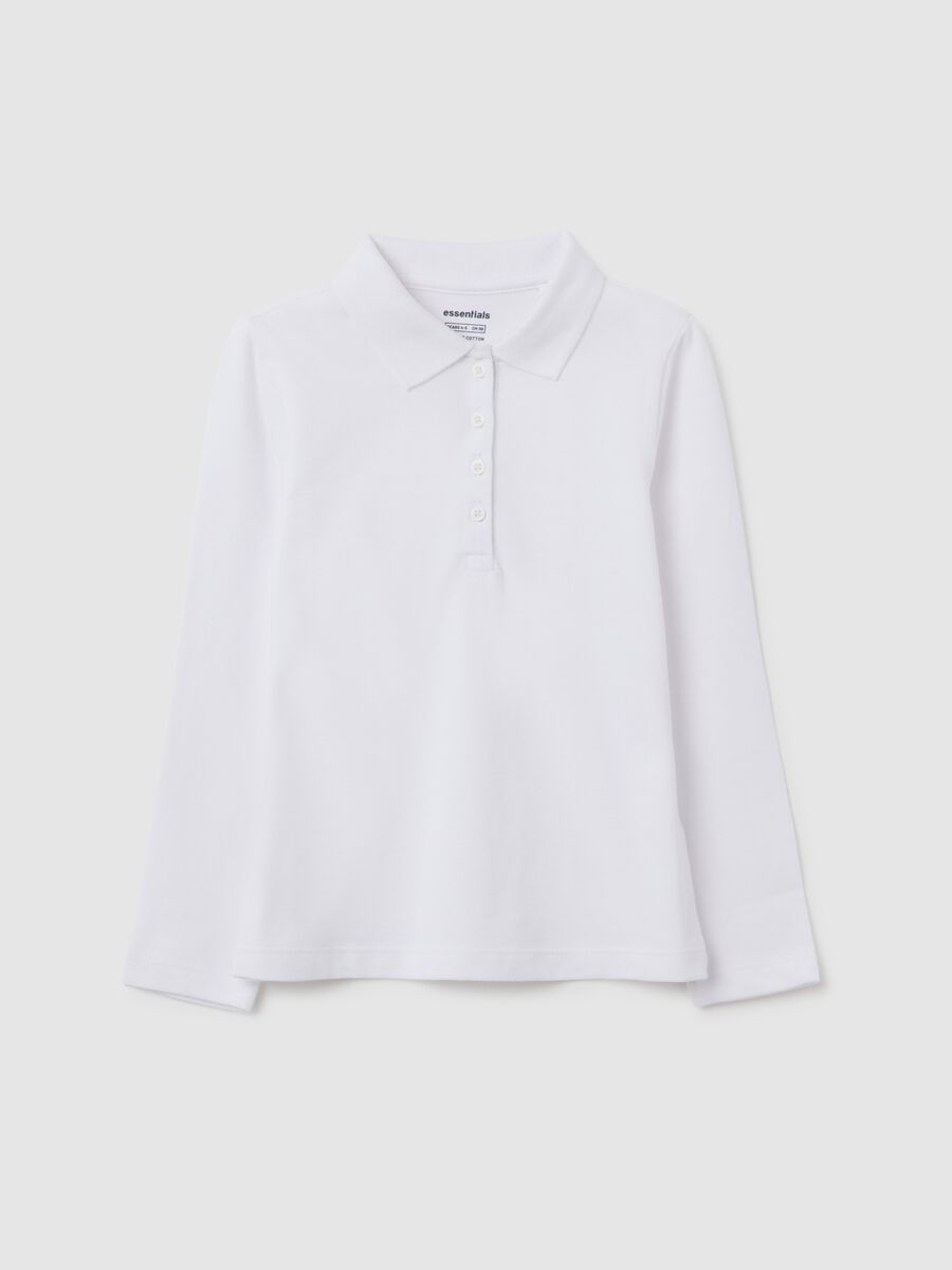 Girls' white pure cotton polo, regular fit_0