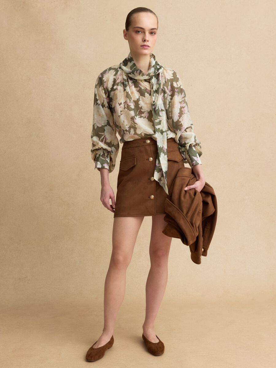 Multicoloured Lyocell blend regular fit shirt with floral patterns_2