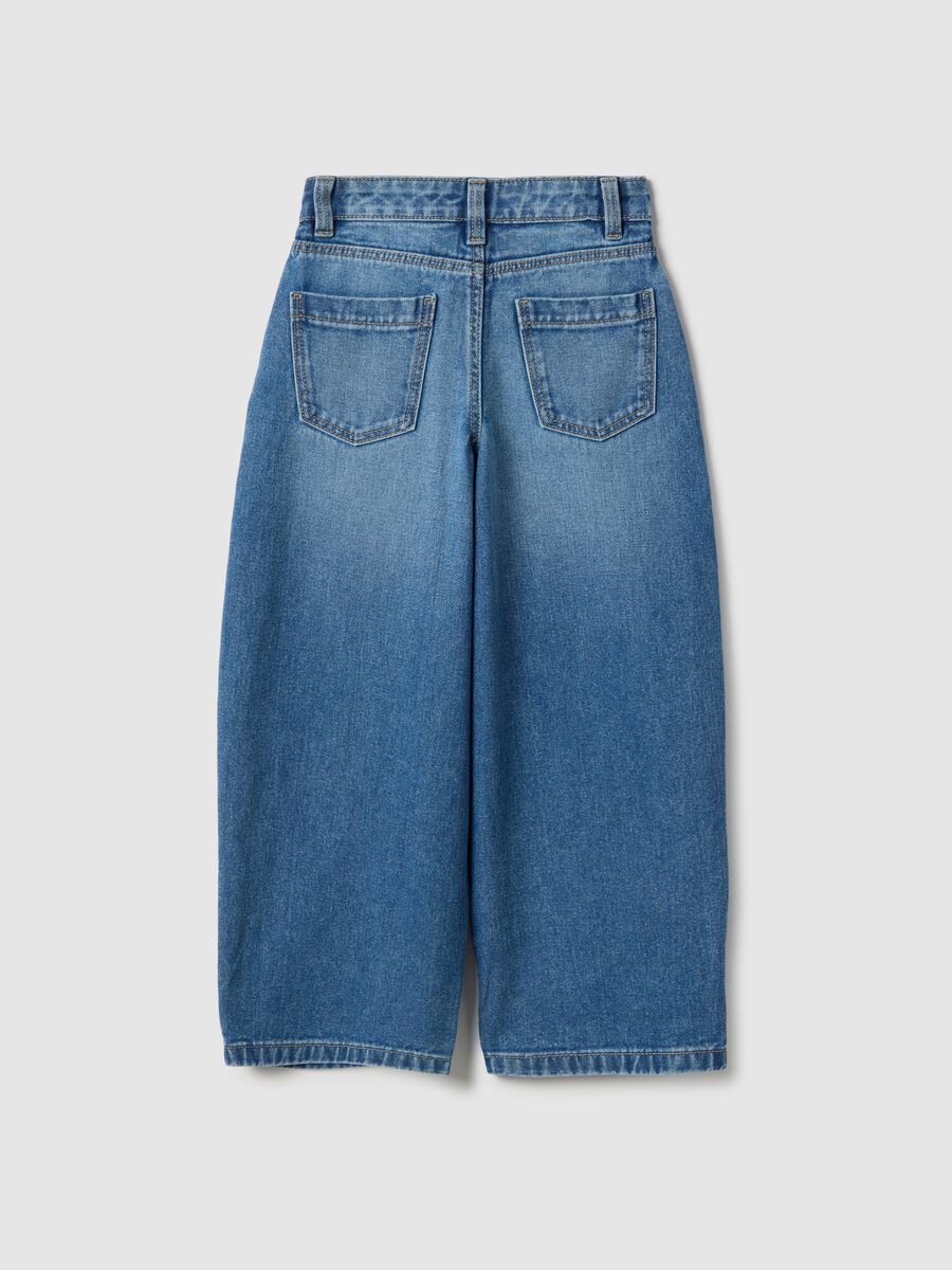 Jeans in puro cotone blu balloon fit da bambina_1