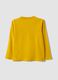 Yellow cotton and viscose blend T-shirt with college print for boys_1