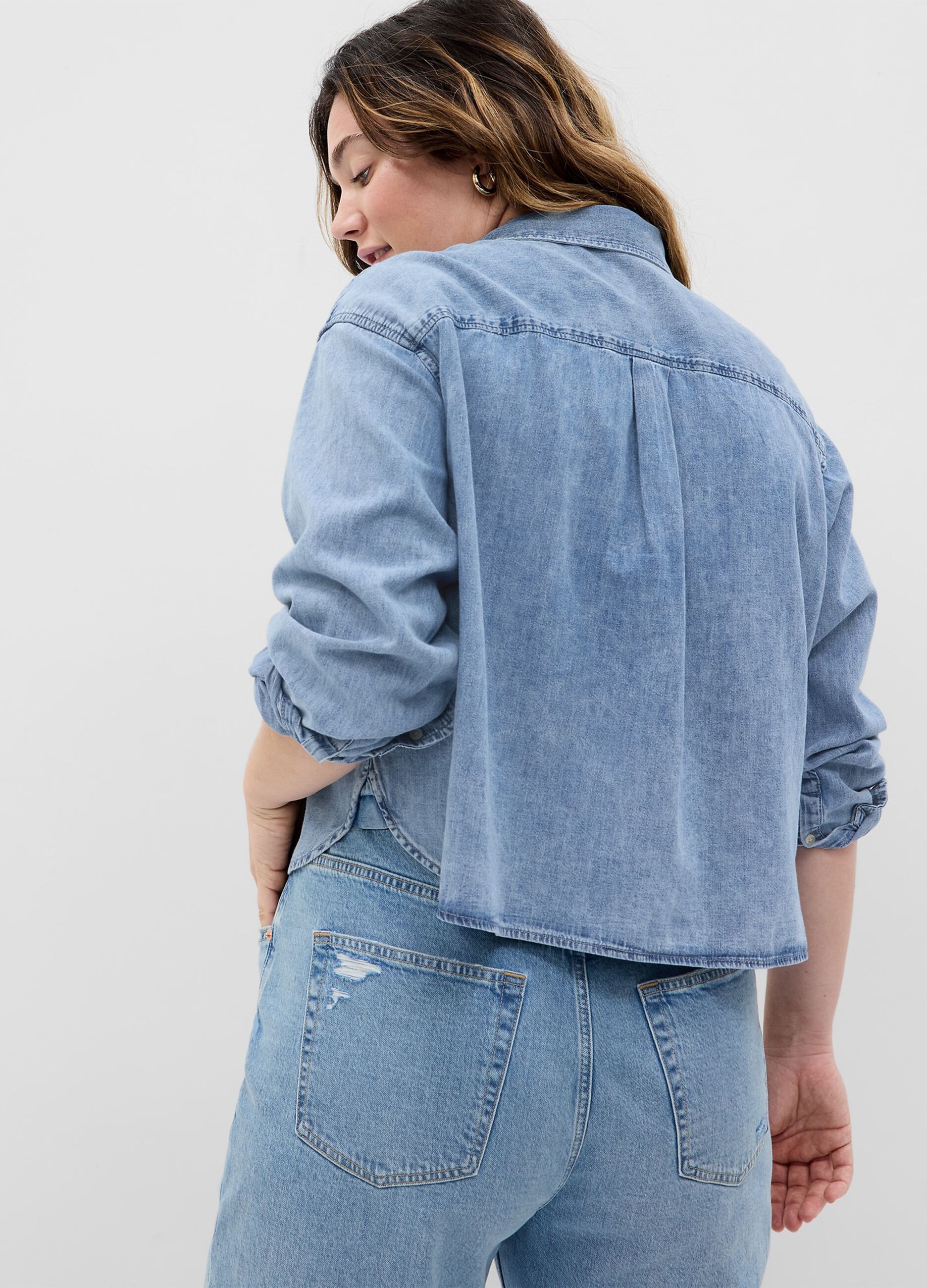 Camicia crop in denim