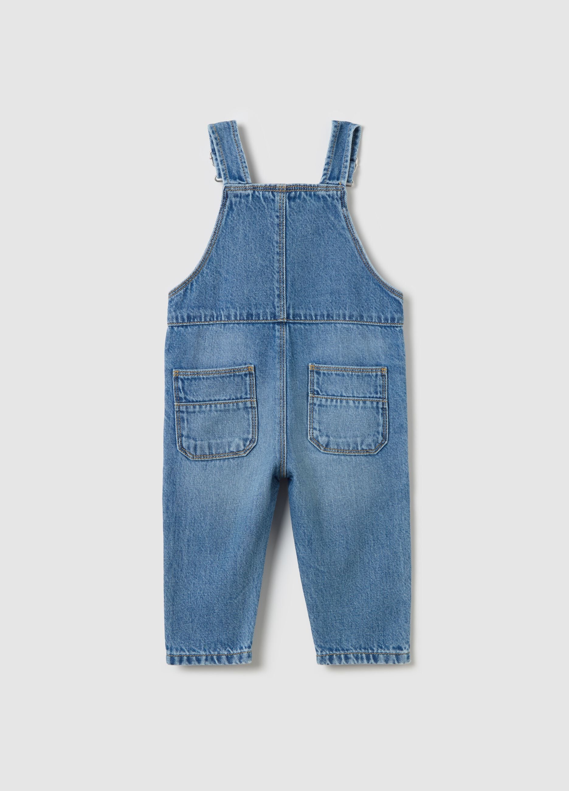 Carpenter dungarees in denim with animals embroidery