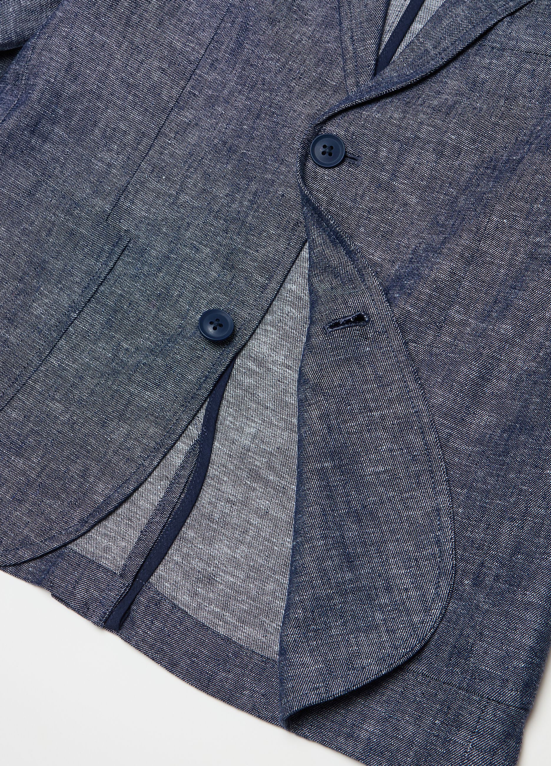 Blazer monopetto in lino e viscosa
