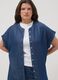 Blue pure lyocell regular fit shirt with mandarin collar_0