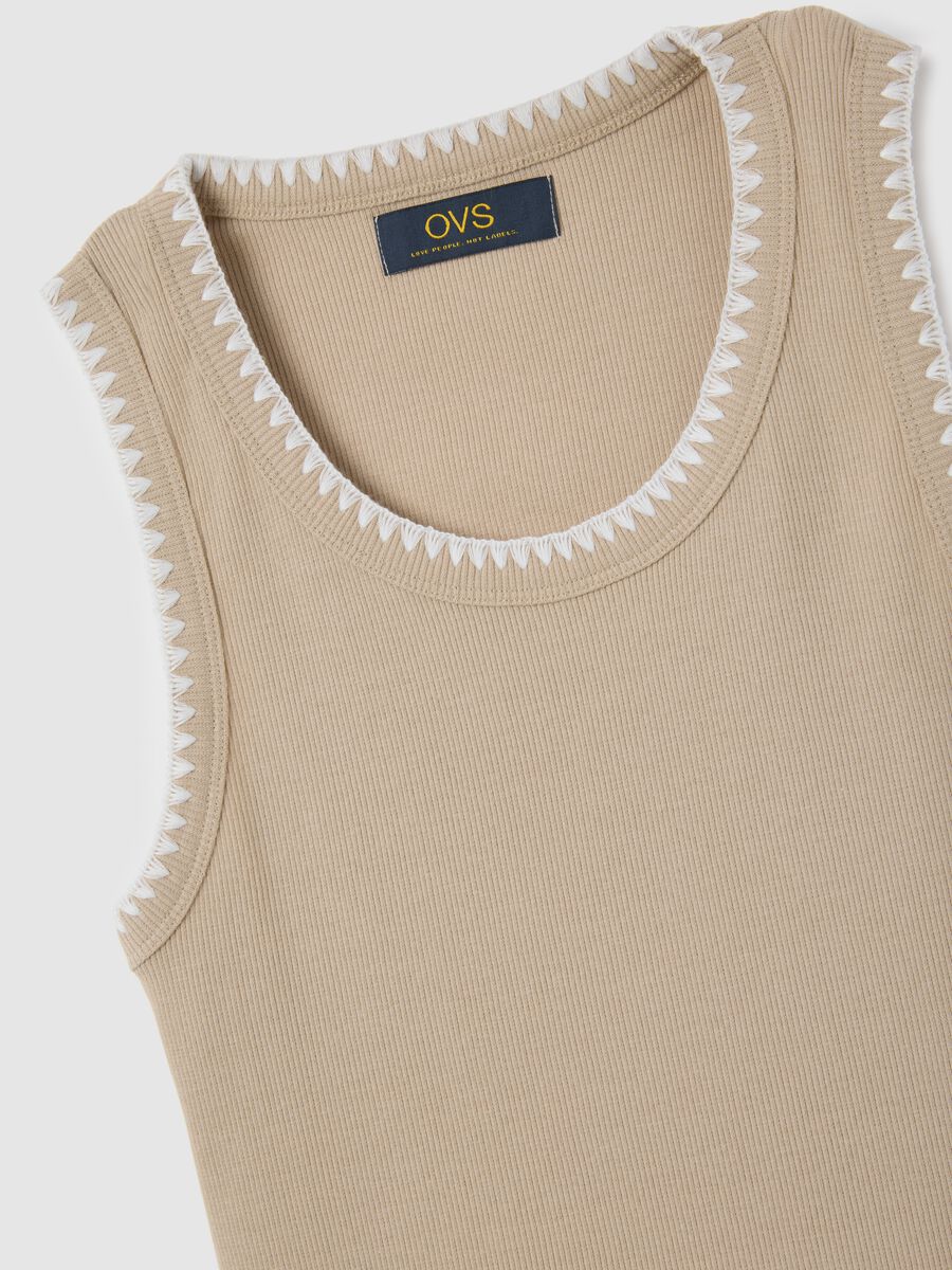 Canotta da donna in cotone elasticizzato beige_5