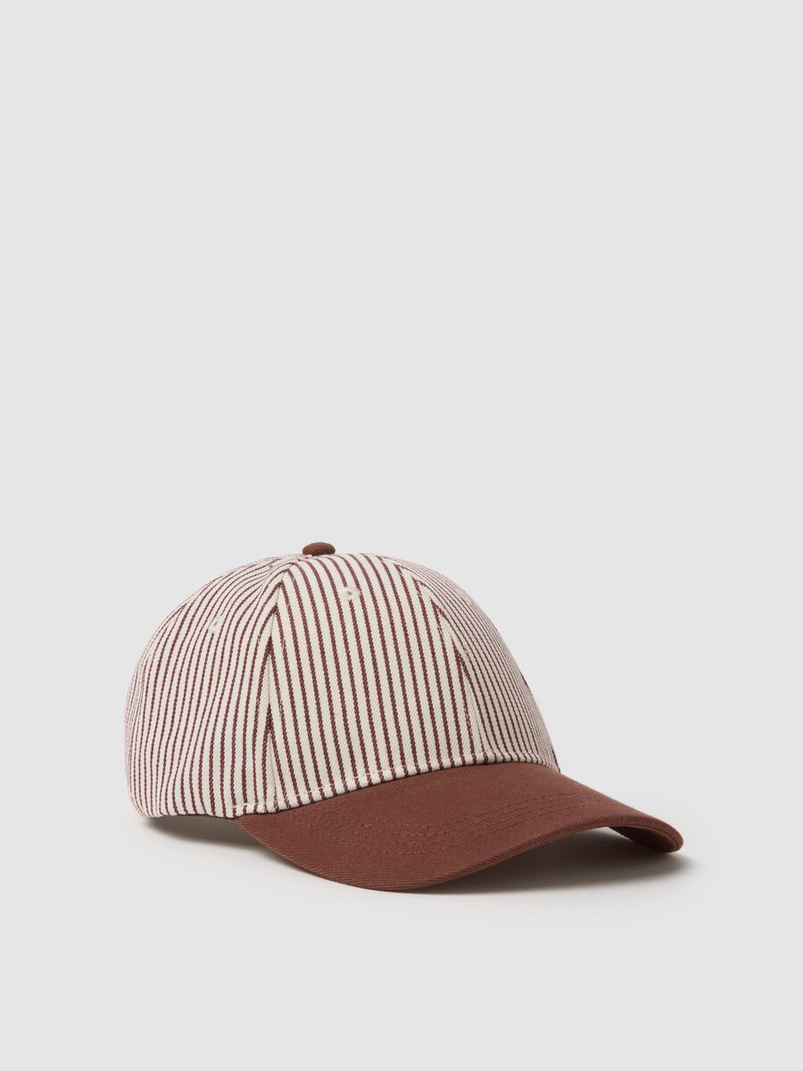 Multicolour striped cotton blend cap with adjustable visor_0