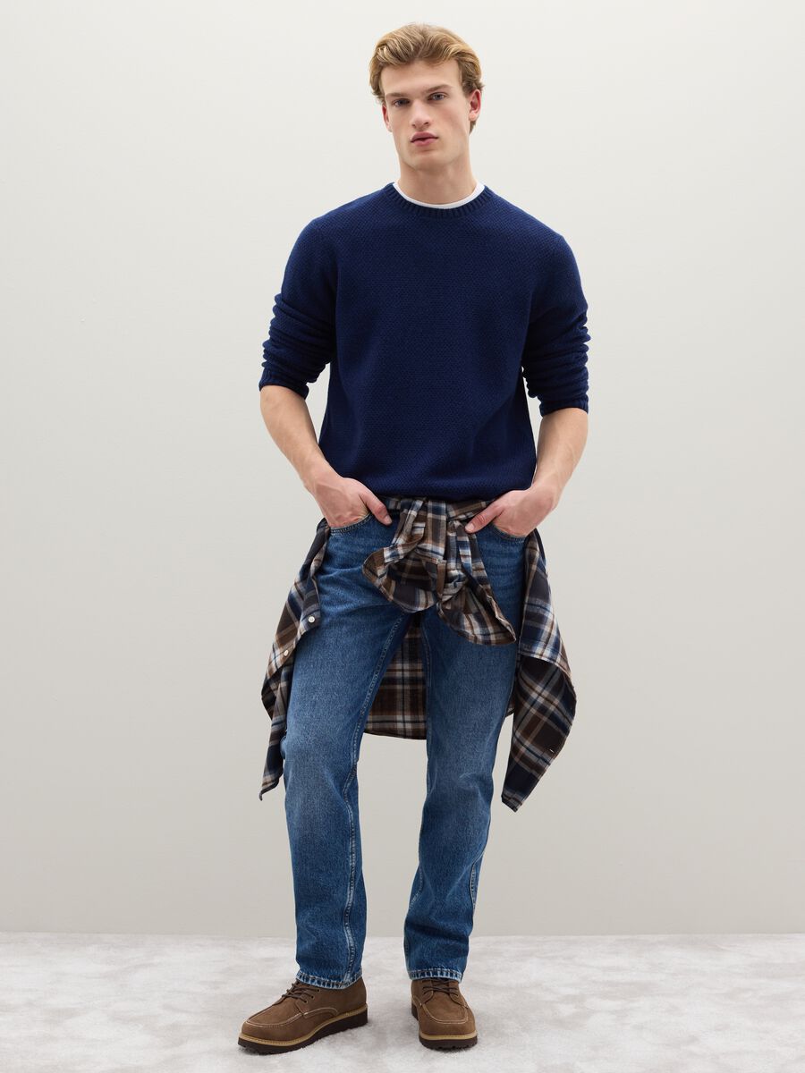 Blue pure wool jumper regular fit_1
